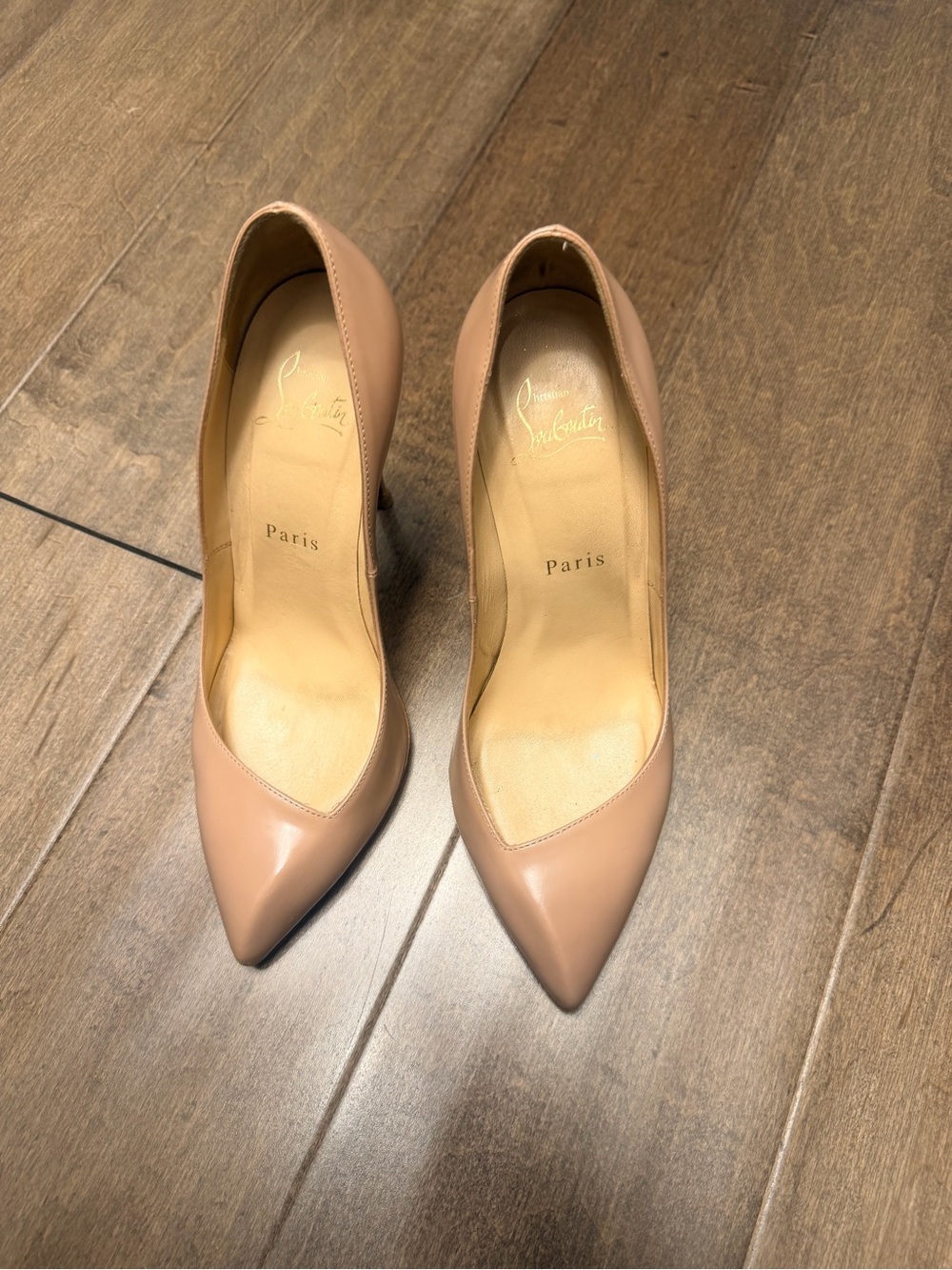 Christian Louboutin Corneille 100 Blush Leather Pointed-Toe Pumps
